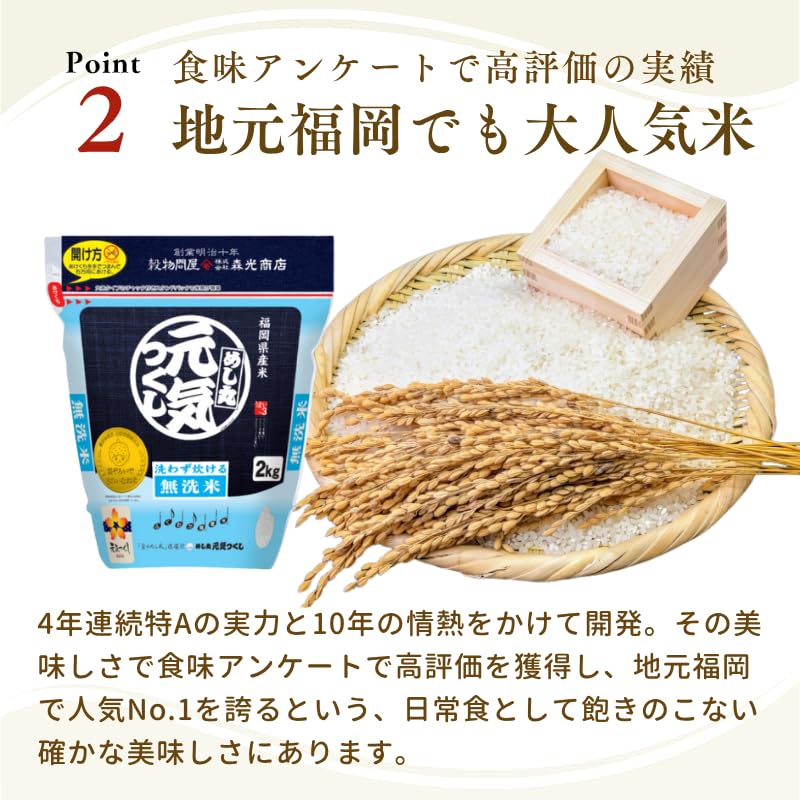 Amazon.co.jp: 令和7年産 福岡県産 金のめし丸 元気つくし 無洗米 2kg